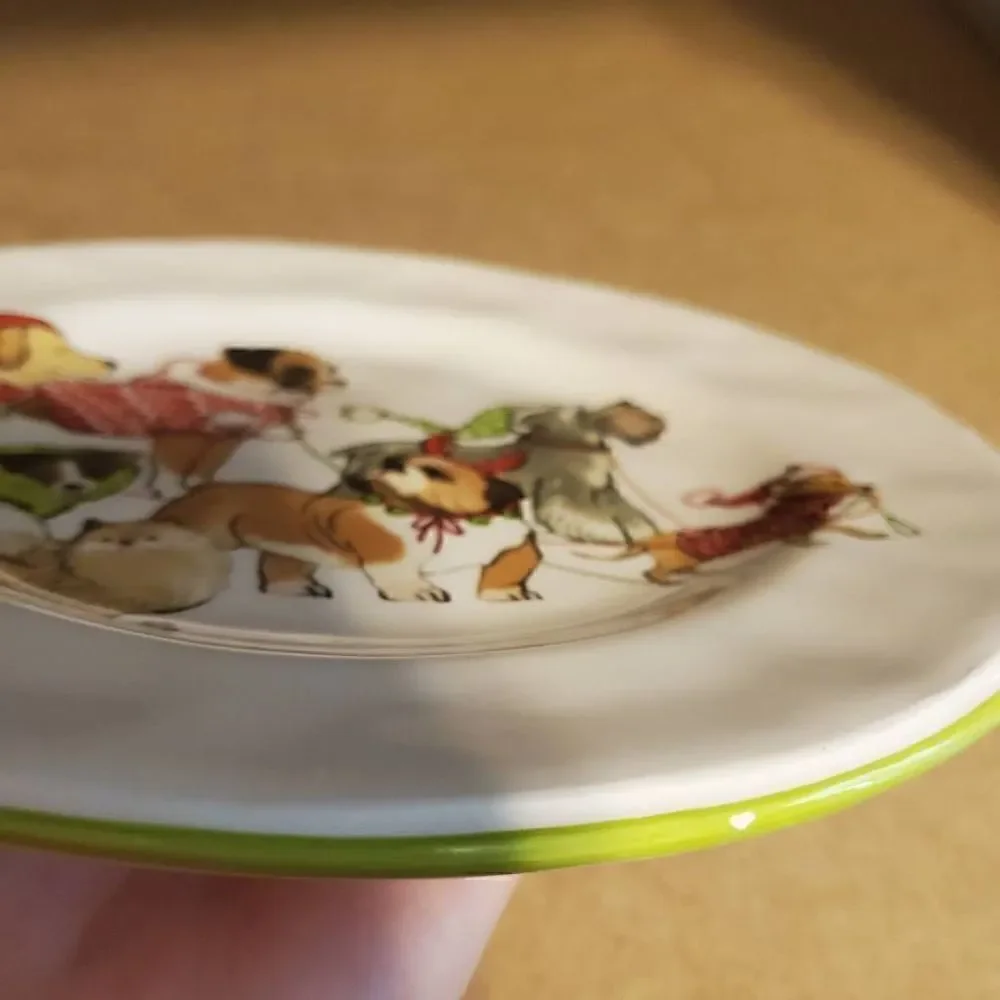 Pier 1 Imports Park Avenue Puppies Handpainted Ironstone Holiday Serving Plate